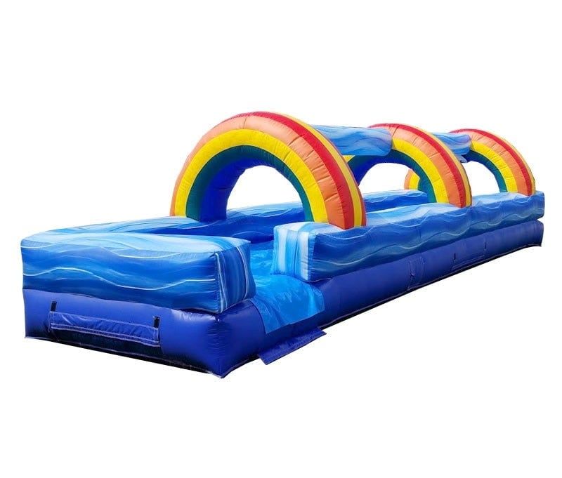 TentandTable Commercial Inflatable Splash and Ride Waterslide, Blue Marble with Blower, 30'