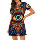 thumbnail image 1 of Easygdp Vibrant Psychedelic Eye Camisón de manga corta para mujer, informal, estampado, 1 of 6
