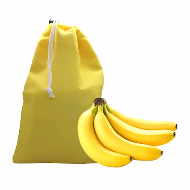 Gadgetime USA - Banana Drawstring Preserve Bag to Keep Fresh for Longer & Prevent Ripening - Reusable & Washable - Grocery & Produce Saver Sack (Yellow)