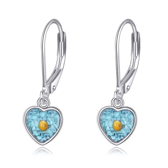 925 Sterling Silver Heart Turquoise Earrings for Women