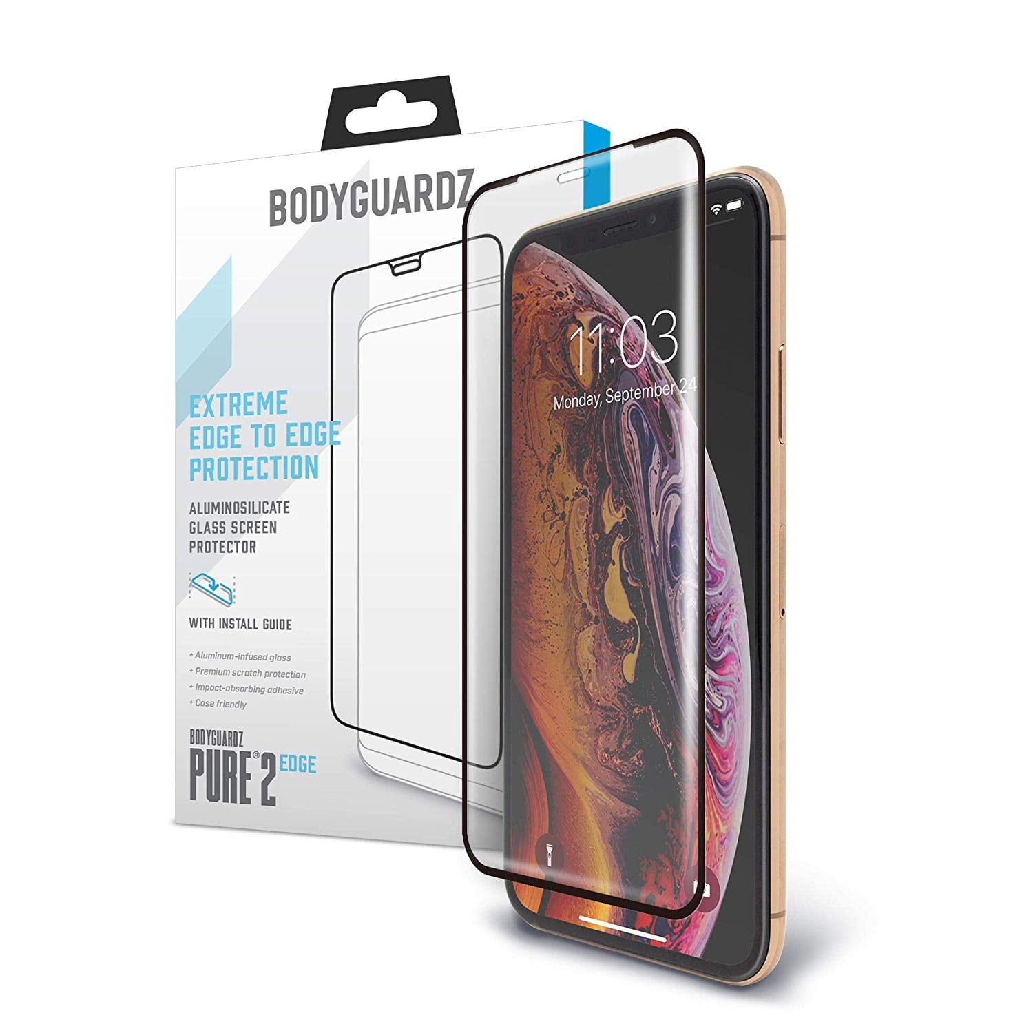 BodyGuardz Pure2 iPhone XS Max Glass Screen Protector Clear
