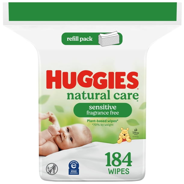 Toallitas húmedas para bebé HUGGIES Natural Care Sensitive sin fragancia 184 unidades