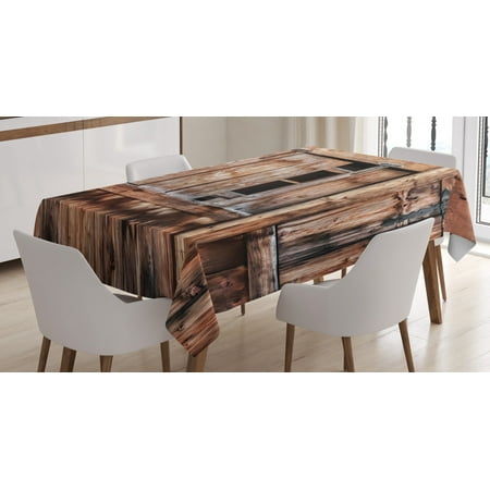

Rustic Tablecloth Abandoned Damaged Oak Barn Door with Iron Hinges and Lateral Cracks Knock Theme Rectangular Table Cover for Dining Room Kitchen 60 X 84 Inches Light Rosewood by Ambesonne