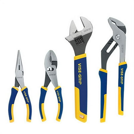 

4 Piece Vise Grip Pliers Set With Adjustable Wrench Long Nose Slip Each