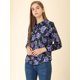 thumbnail image 4 of Camisa de oficina Allegra K de manga larga con blusa formal informal estampada para mujer Morado Floral XS, 4 of 6
