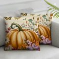 Jiayy Fall Pumpkin Throw Pillow Covers Beige Orange Pumpkins Leaves