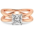 thumbnail image 4 of IGI Certified 3 Carat Princess Shape Lab Grown Diamond Engagement Ring | 14K Rose Gold | Stella Criss Cross Solitaire Lab Diamond Ring | FG-VS1-VS2 Quality Friendly Diamonds, 4 of 6