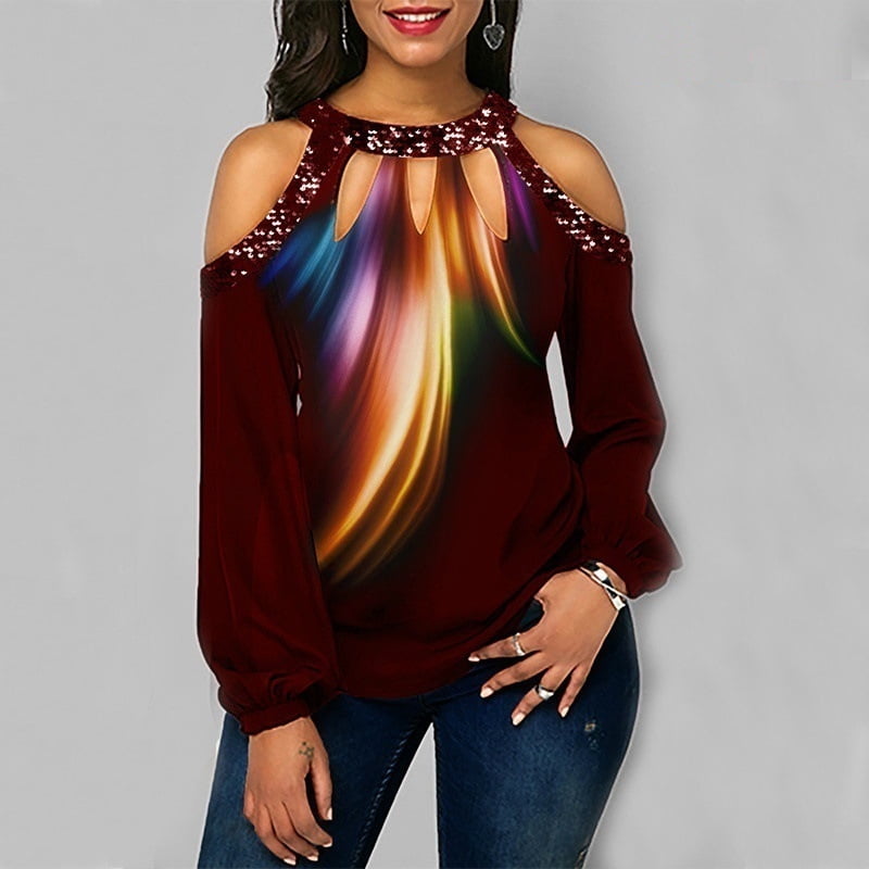 plus size off shoulder sequin top
