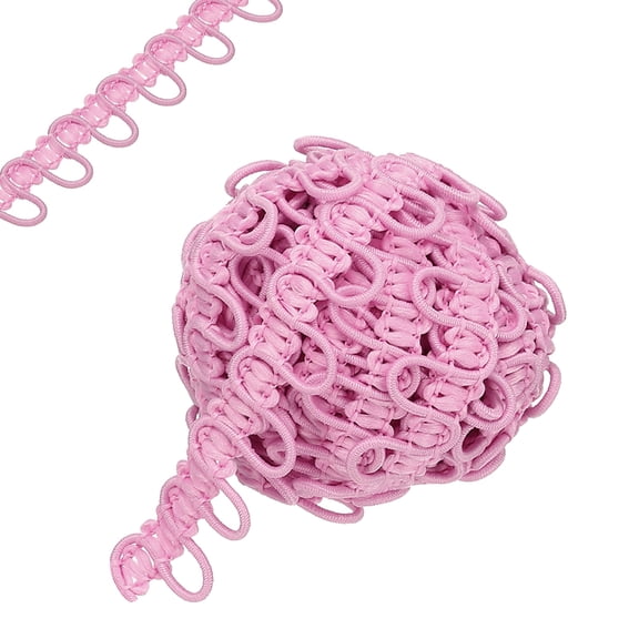 4 Yard Braid Trim with Button Loops, 5/8 Inch Dress Zipper Extender Upholstery Trim Deep Pink