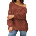 thumbnail image 2 of POROPL Sweaters for Women Crew Neck Sweater Oversized Knitted Pullover Size S-XL, 2 of 6