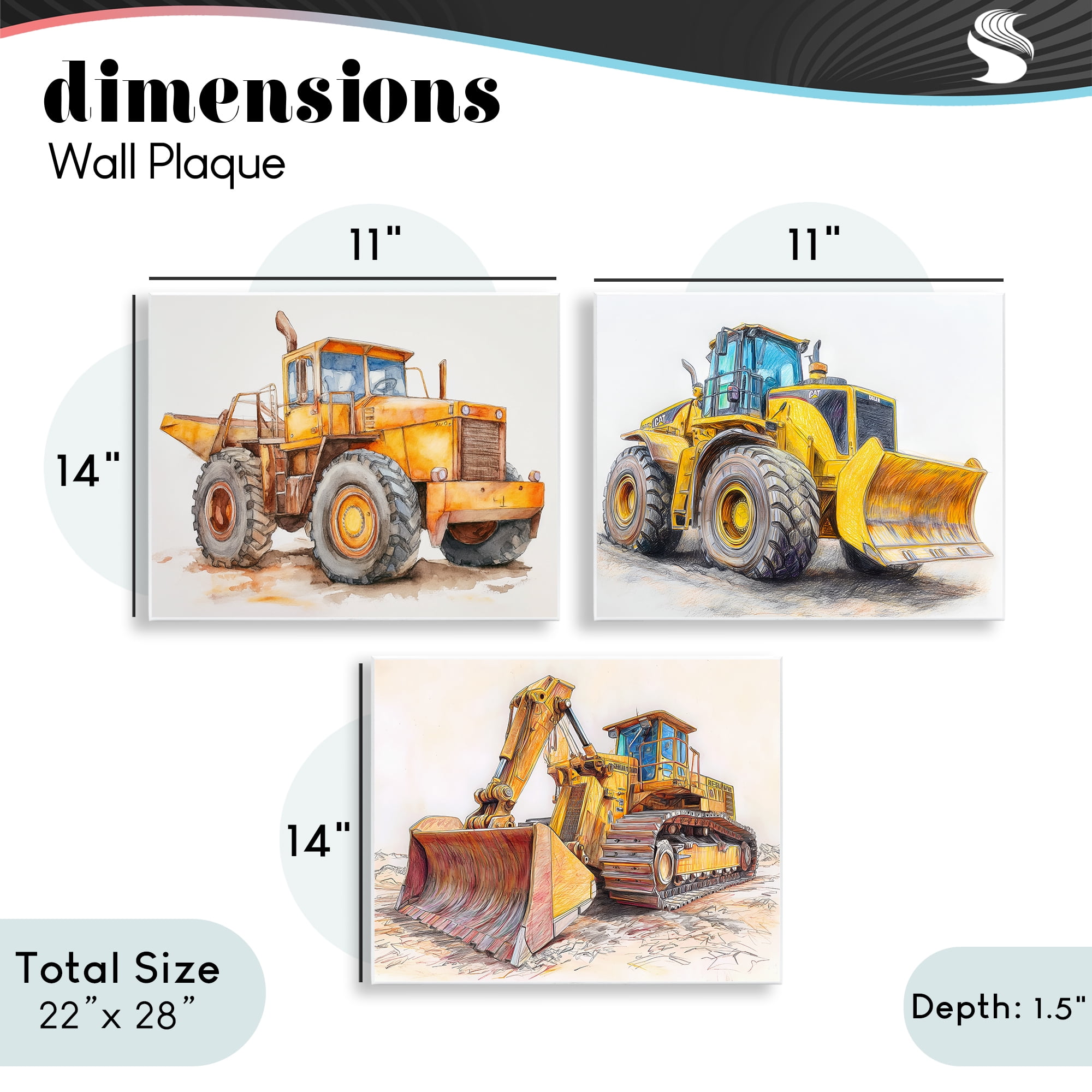 Stupell Industries Various Construction Trio 3 Piece Wall Plaque Art Set, design by Steve Hunziker
