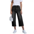 thumbnail image 2 of Women's High Waisted Jeans Pants Summer Casual Elastic Waist Stretchy Capri Pants with Pockets by Yigetop Black L, 2 of 7