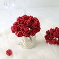 thumbnail image 6 of Efavormart 48 Roses | 4" Tall Burgundy Real Touch Artificial DIY Foam Rose Flowers With Stem, Craft Rose Buds, 6 of 11