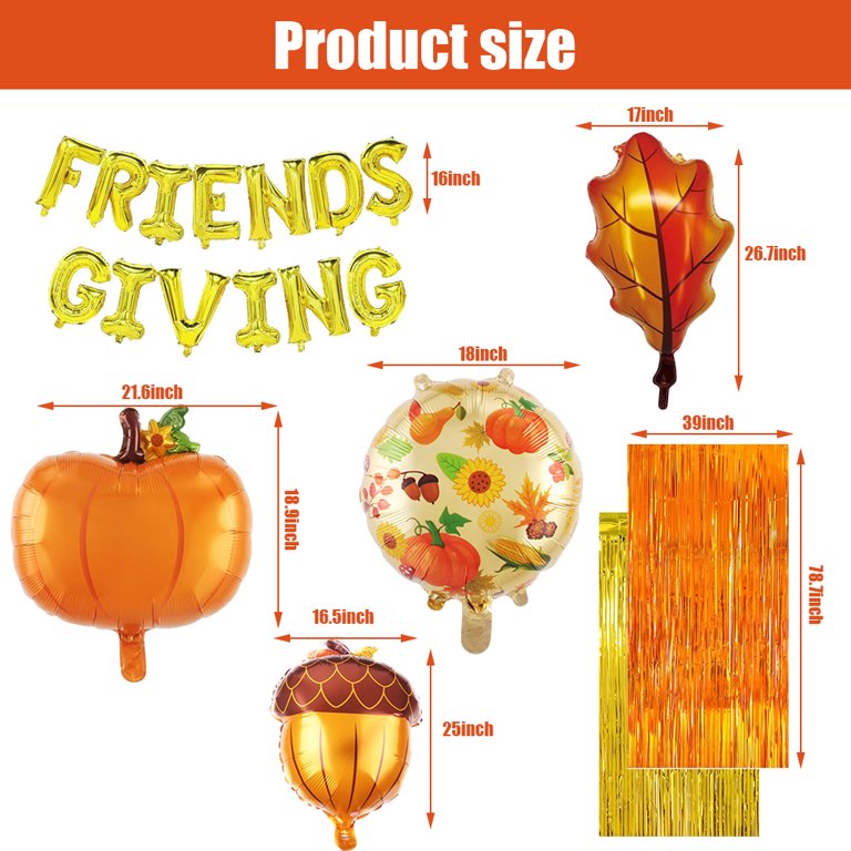 AIBIIN 108-Piece Fall Party Decorations Kit - Thanksgiving Balloon Garland Arch With Orange Yellow Foil Fringe Curtain, Tablecloth & Tools