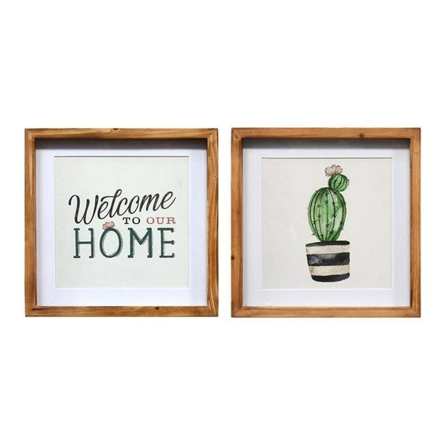 Accueil Racines Literies 329323 Cactus Encadrés Décoration Murale&44; Multicolore - Lot de 2