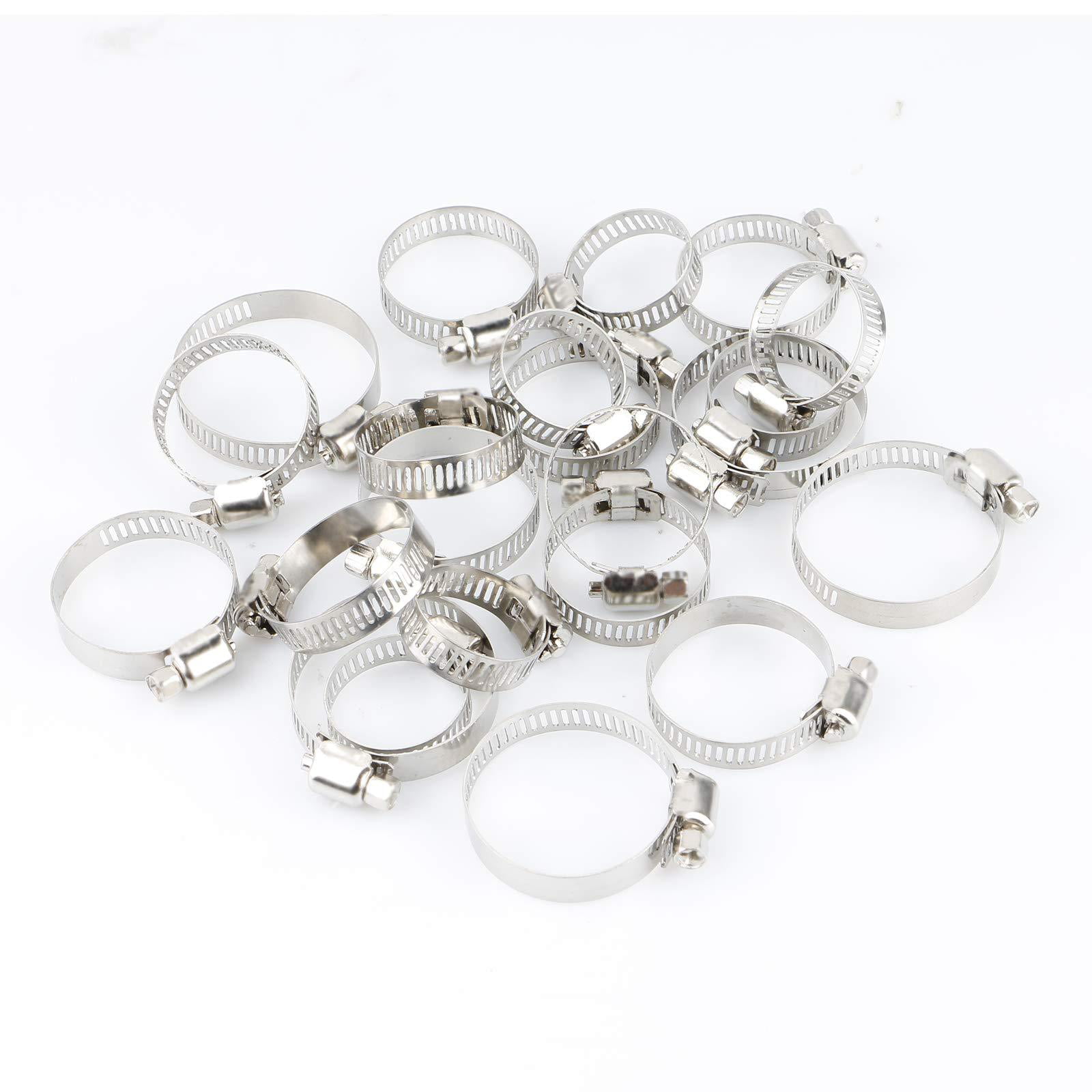 Adjustable Hose Clamp Stainless Steel Fuel Line Worm Gear Clip Kit 60PCS 
