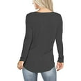 thumbnail image 3 of Uhndy Women's V-neck Long Sleeve Shirt Autumn and Winter Casual Loose Pocket Top，Women's pullover top, 3 of 4