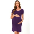 thumbnail image 3 of Bearsland Female Short Sleeve Knee-Length Maternity Dress Side Ruched Pregnancy Bodycon Dress 2-Pack, 3 of 7