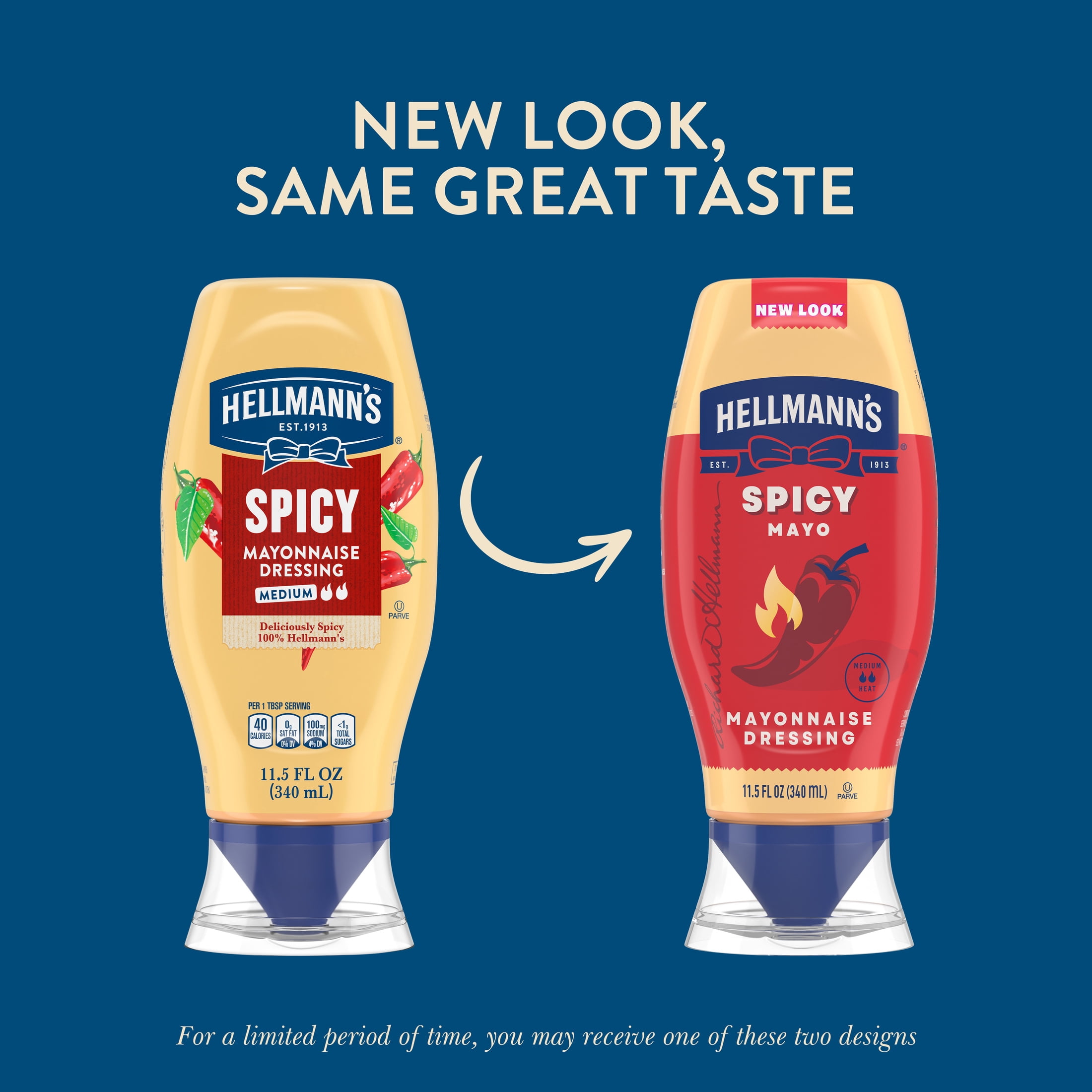 (3 pack) Hellmann's Spicy Chili Pepper Mayonnaise, Dressing Condiments, 11.5 fl oz Squeeze Bottle