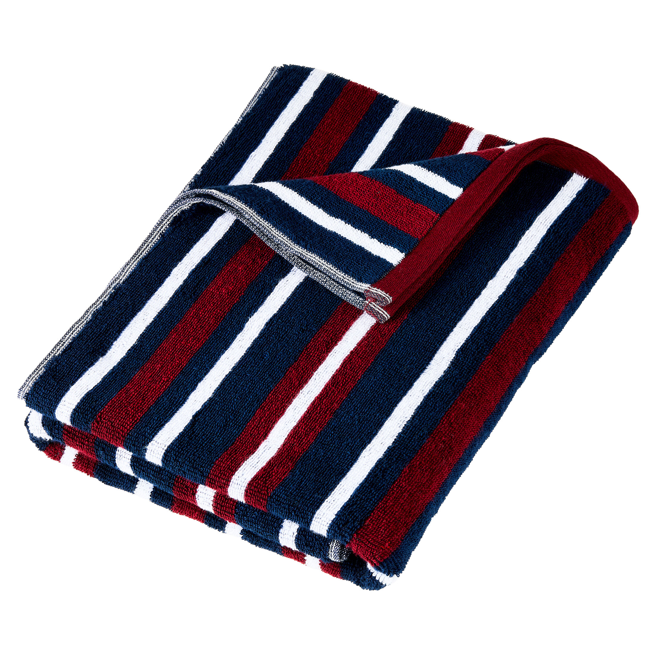 Mainstays 6-Piece Cotton Striped Towel Set, Navy and Red photo 3