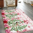 thumbnail image 4 of Area Rug for Living Room, Valentine's Day Non-Slip Indoor Large Carpet for Bedroom/Dining Room, Pink Red Roses Love Heart Eucalyptus Plaid Washable Low-Profile Rectangle Floor Runner Rugs - 4 x 6 Ft, 4 of 7