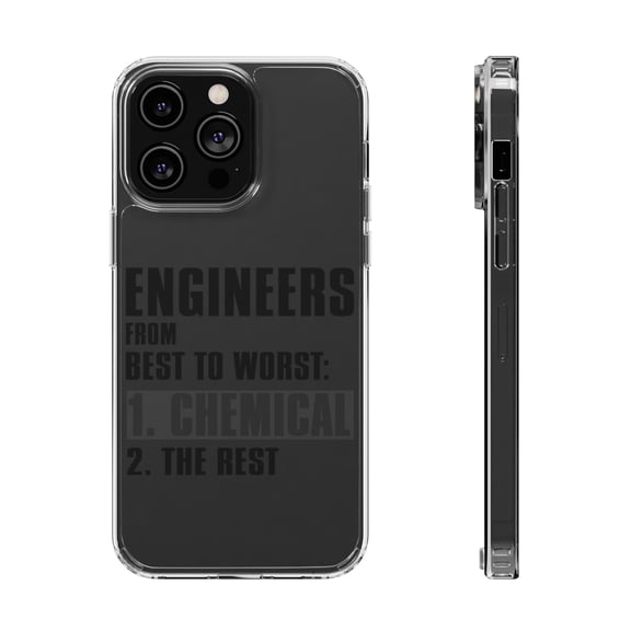 DistinctInk Clear Hybrid Case for Apple iPhone 15 Pro (6.1" Screen) - Chemical Engineers are the Best - Slim Profile Design