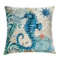 thumbnail image 2 of Ocean ​Theme Nautical Decorative Pillow Covers, Sea Turtle Octopus Seahorse Whale Decorative Throw Pillows 18x18, Sea Beach Coastal Mediterranean Cotton Linen Pillow Cases Home Decor for Sofa, 2 of 6