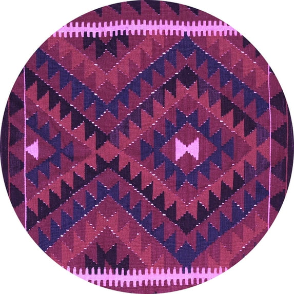 Ahgly Company Indoor Round Oriental Purple Traditional Area Rugs, 6' Round