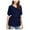 Navy, variant on Qetyuw Elegant Belted Blouses for Women Solid Color V Neck Cotton T-shirts Baggy Soft Trendy Short Sleeve Shirts Tunics Dressy Casual Going Out Tops