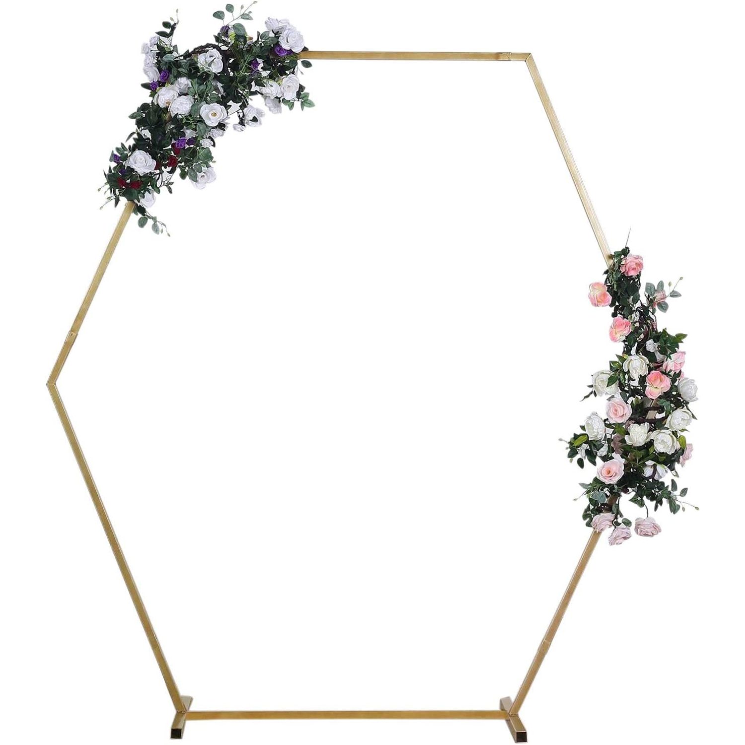Efavormart 8FT Tall Gold Hexagonal Metal Wedding Arch, Photo Booth