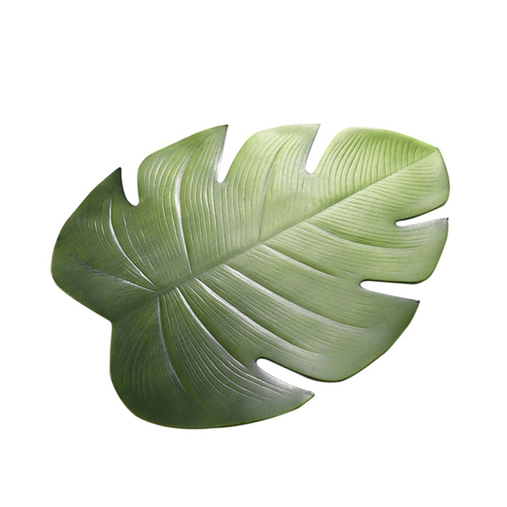 Fan Leaf EVA Placemat Coasters Dining Table Mat Green Artificial Plant Pad Decor