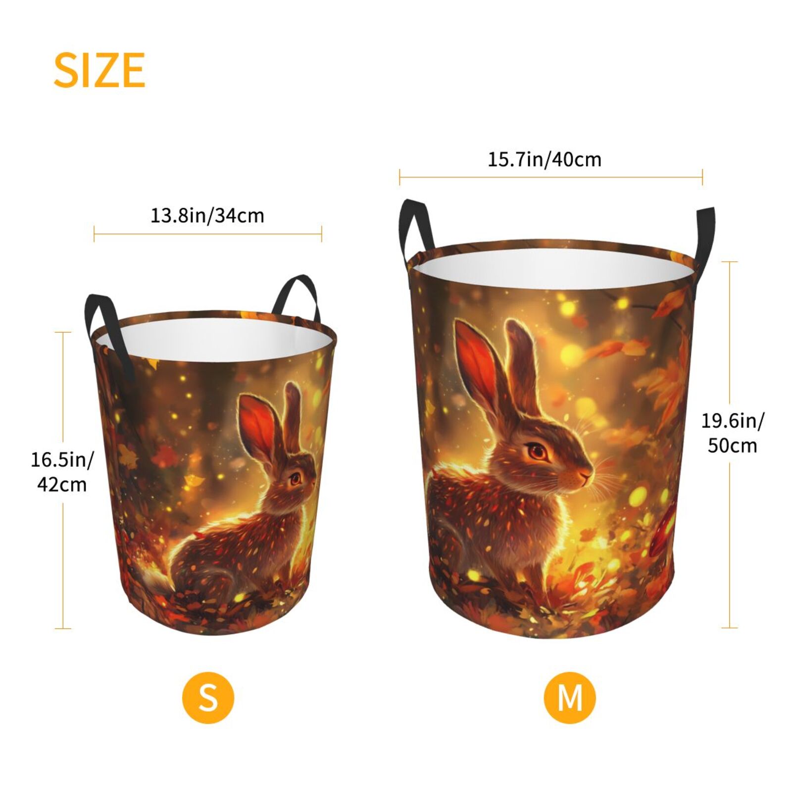 Large Laundry Basket with Handles - Autumn Cute Maple Leaf Rabbit Kids Baby Dirty Clothes Laundry Hamper for Bedroom Aesthetic