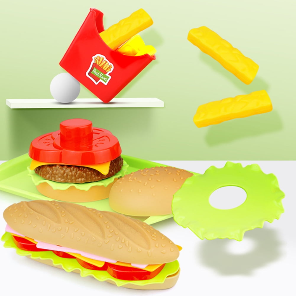 Bluelans Simulation Fast Food Hamburger French Fries Kitchen Model Kids Pretend Play Toy