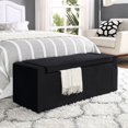 thumbnail image 1 of Inspired Home Christian Velvet Storage Bench Upholstered, Black, 1 of 9