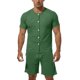thumbnail image 2 of Camisetas de Manga Completa Hombres Bolsillo de Color Sólido Camiseta de Cuello Redondo de Manga Corta Abierta Completa con Pantalones Cortos de Cintura Elástica para Al Aire Libre, Casual, Uso Diari, 2 of 9