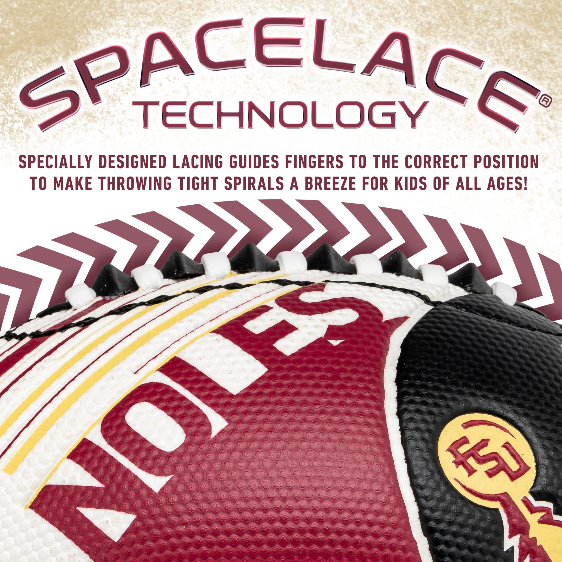 NCAA Florida State Football - Youth Mini Football - 8.5" Football- SPACELACE Easy Grip Texture- Perfect for Kids !
