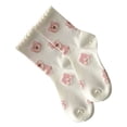 thumbnail image 2 of 1 par de calcetines de oso para mujer, estampado bonito y dulce de dibujos animados, estilo pijo, poliéster, medio alto, rosa, tipo 7, 2 of 5