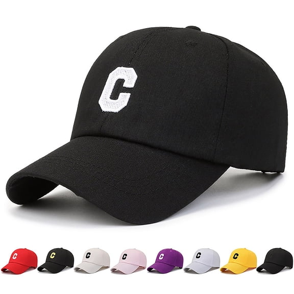 Helii Unisex 100% Cotton Baseball Cap with Embroidered Letter C, Low Profile Soft Top Dad Hat, Adjustable Metal Buckle Hat for Men Women Golf Outdoor B,One Size
