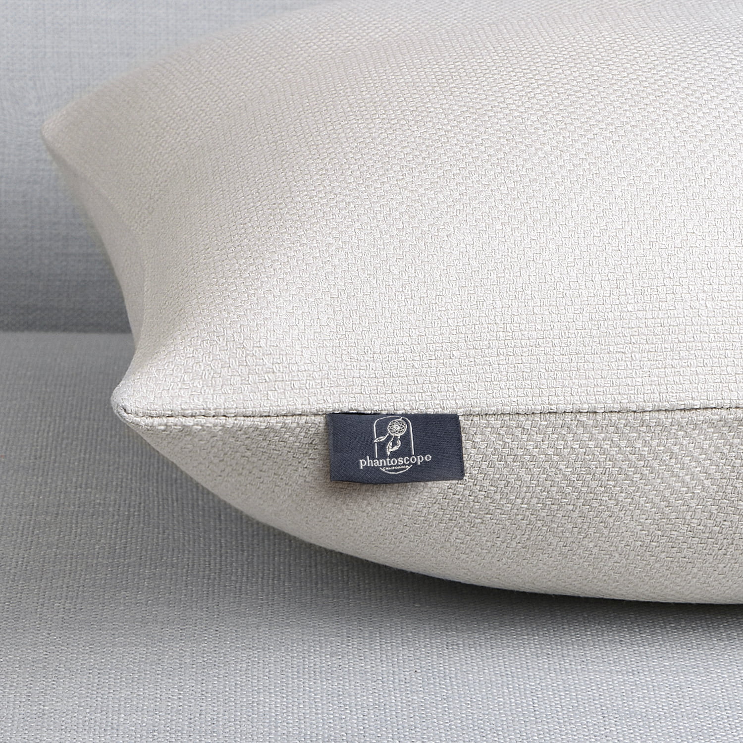 Phantoscope Farmhouse Triple Button Linen Decorative Throw Pillow, Ivory, 18" x 18", 1 Pack