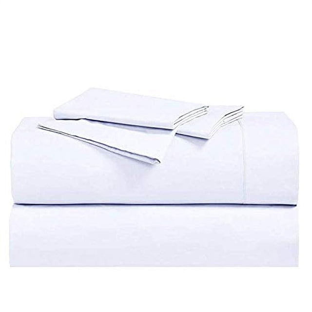 Abripedic Crispy Percale Sheets, 300-Thread-Count, 5PC Solid Sheet Set, 100% Cotton, Up to 18 Inch Deep Pocket, Split-King, White