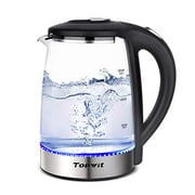 Topwit Electric Kettle Glass Hot Water Kettle, Upgraded, 2L Water Warmer Cordless, Stainless Steel Lid & Bottom, Tea Kettle with Fast Heating, Auto Shut-Off & Boil Dry Protection