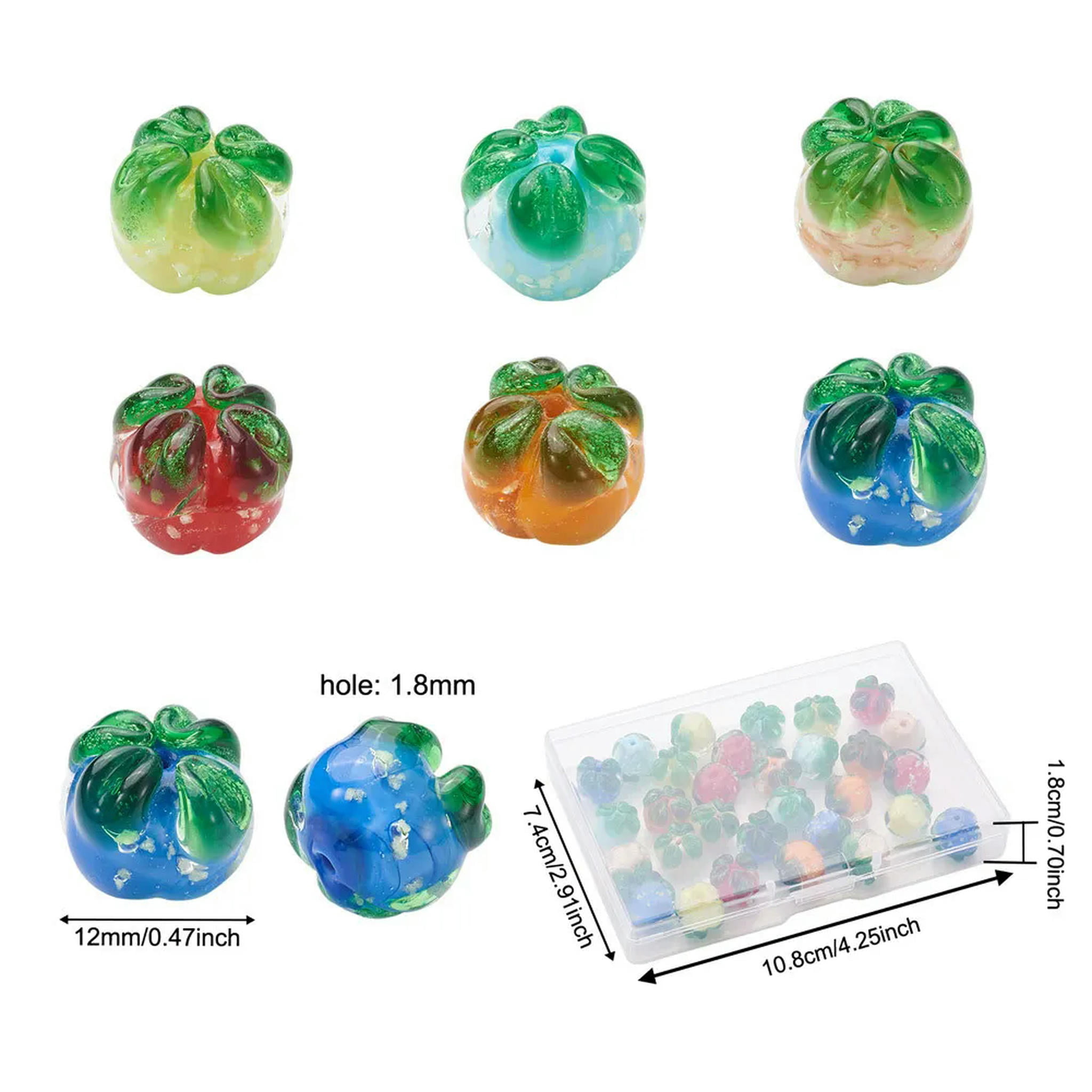U8MO 30pc 12mm Pumpkin Handmade Lampwork Glass Beads Luminous Cute Loose Spacer Beads