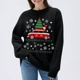 thumbnail image 2 of Byworldtasic Women's Christmas Snowflake Trucks Patterns Knitted Sweater Long Sleeve Floral Printed Pullover Tops, 2 of 6