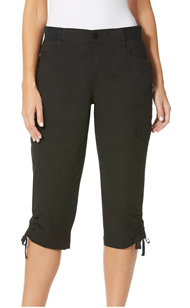 Gloria Vanderbilt Womens Lillie Skimmer Capri Pants (Black, 12