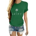 thumbnail image 1 of Innerwin Tee Manches Courtes Femmes Tops d'Été Travail Lettre de Chance Confortable T-Shirt Vert S, 1 of 2