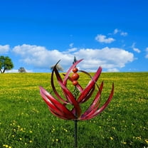 WXLCISI Large Metal Wind Sculpture - Outdoor Garden Art with Spinning Flowers, Patio Decoration for Yards - A,90X20X20cm