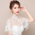 thumbnail image 2 of Defitshape Women's Bolero Shrug Lace Top Short Sleeve Summer Soft Off The Shoulder Sheer Tube Short Wedding Bridal Style3 One Size, 2 of 3