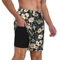 thumbnail image 3 of Picia Flowers pattern Mens Swim Trunks with Compression Liner Stretch Beach Shorts Quick Dry with Zipper Pockets No-Chafing Board Shorts-, 3 of 9