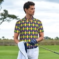 thumbnail image 3 of Pofeuu Mardi Gras Print Men's Loose Fit Midweight Short-Sleeve Pocket Polo-3X-Large, 3 of 6