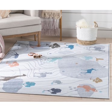 Well Woven Clouds Rug Blue 6' x 9' Apollo Kids Collection - Walmart.com